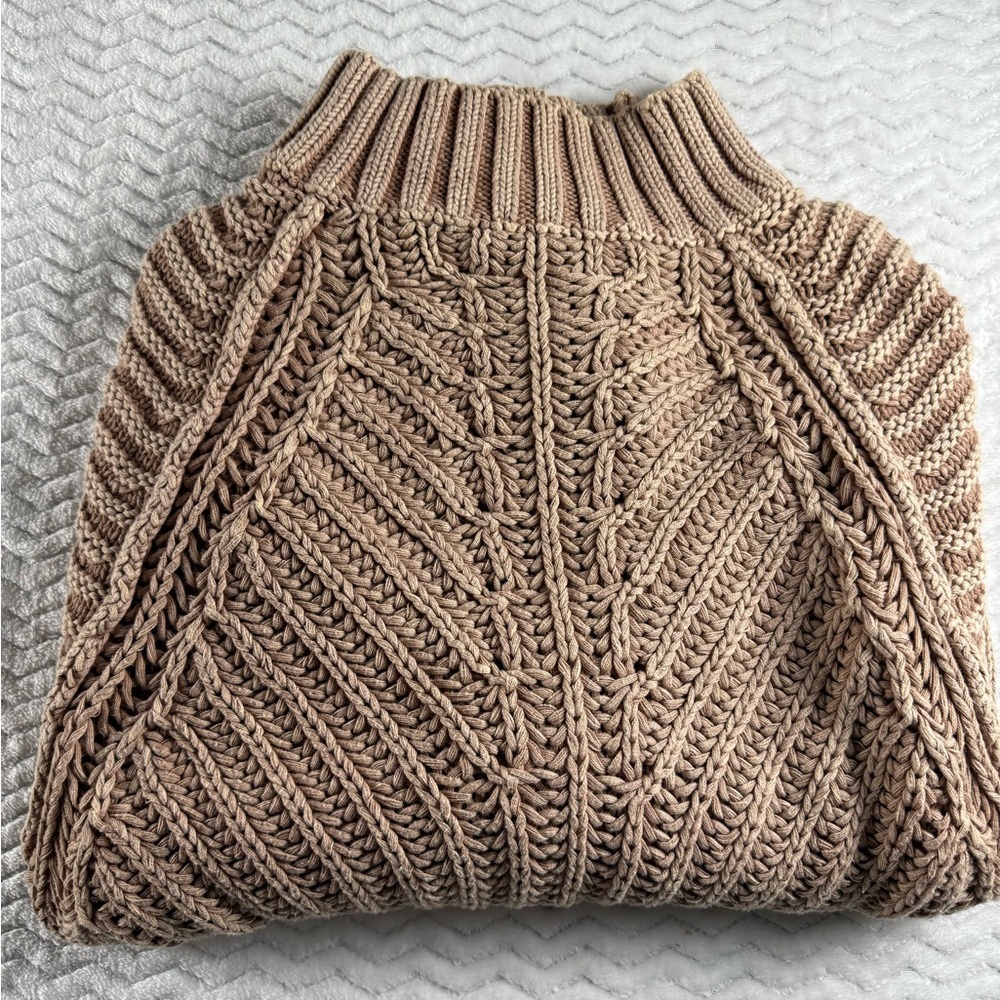 Free People Sweetheart Sweater in Sandcastle Chunky Knit Mockneck Size Small - Picture 4 of 13